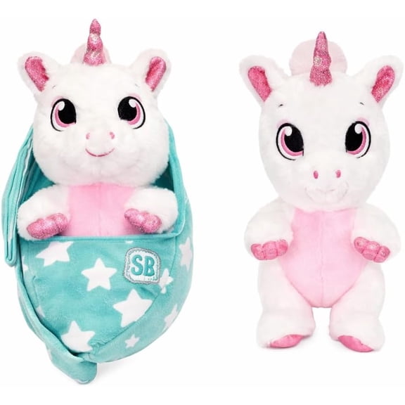 Swaddle Babies 9.5 inch Cuddle Unicorn in Sling Soft Plush Toy with Carrier Blanket, Stuffed Animal Companion