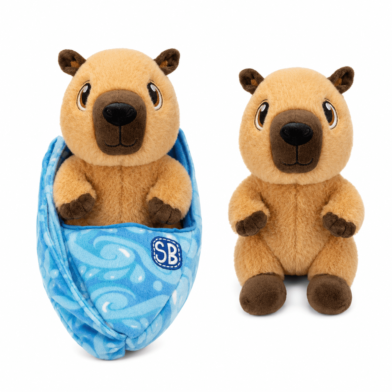 Swaddle Babies Capybara Plush Stuffed Animal with Removable Swaddle Blanket, 9.5 Inch Soft Plush Toy