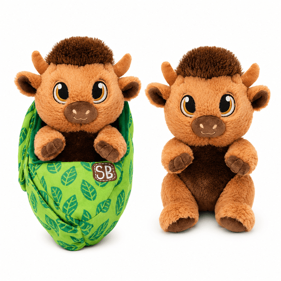 Swaddle Babies Cuddle Bison Stuffed Animal with Swaddle Blanket, 9.5-Inch Plush Toy