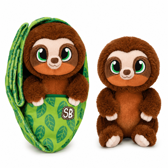 Swaddle Babies Cuddle Sloth Stuffed Animal with Swaddle Blanket, 9.5-Inch Plush Toy