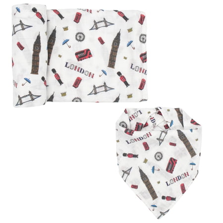 Swaddle & Bandana Bib Set - London