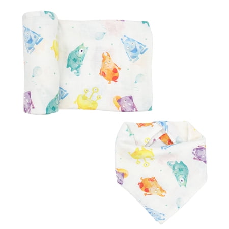 Swaddle & Bandana Bib Set - Monster