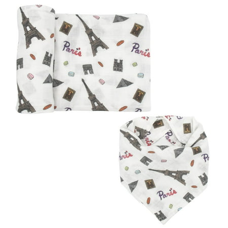 Swaddle & Bandana Bib Set - Paris