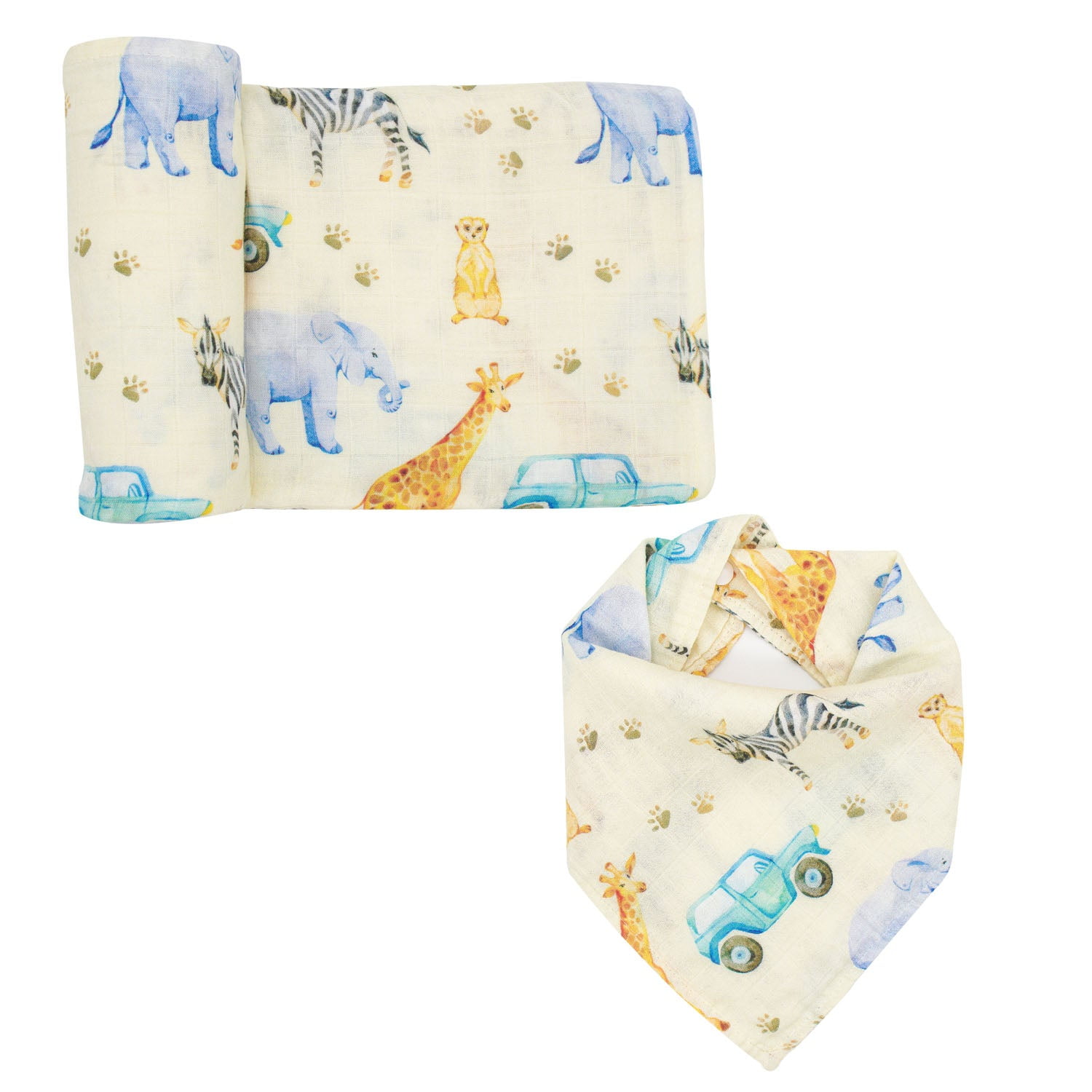 Swaddle & Bandana Bib Set - Safari