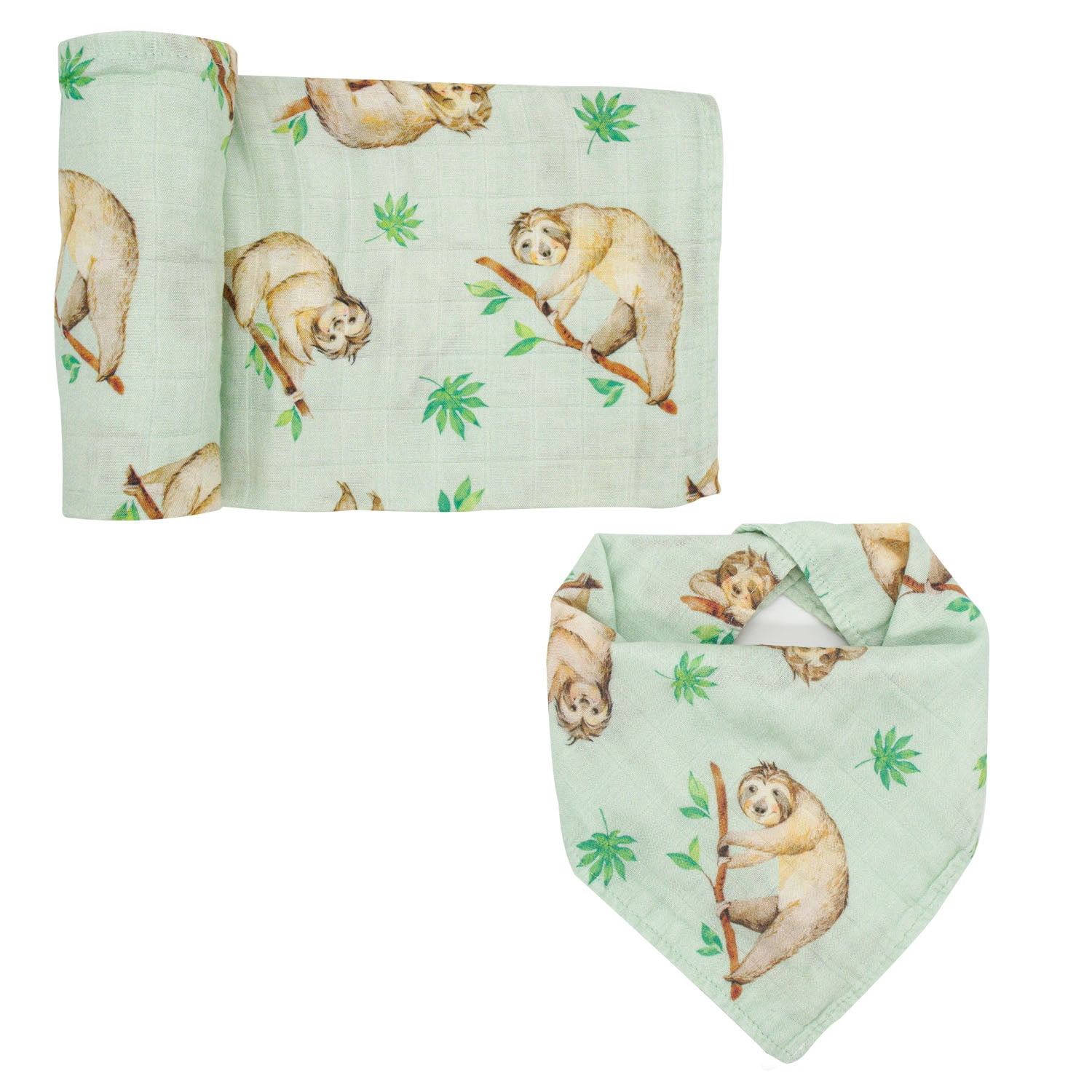 Swaddle & Bandana Bib Set - Sloth