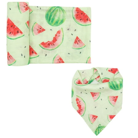 Swaddle & Bandana Bib Set - Watermelon