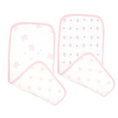 SwaddleDesigns 2pk Muslin Burpies Pink Butterflies