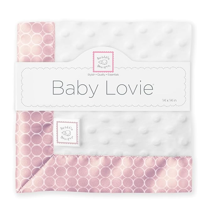 SwaddleDesigns Baby Lovie Small Security Blanket Plush Dots with Satin Trim White Mini Mod Circles on Pastel Pink 14 x 14 inches 36 x 36 cm Walmart