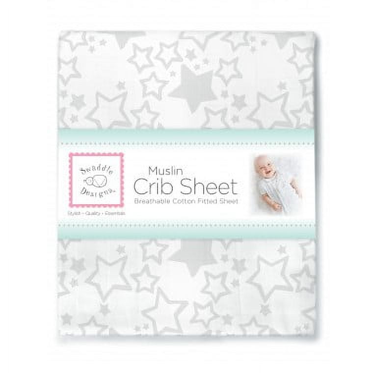 SwaddleDesigns Cotton Muslin Crib Sheet, Sterling Starshine
