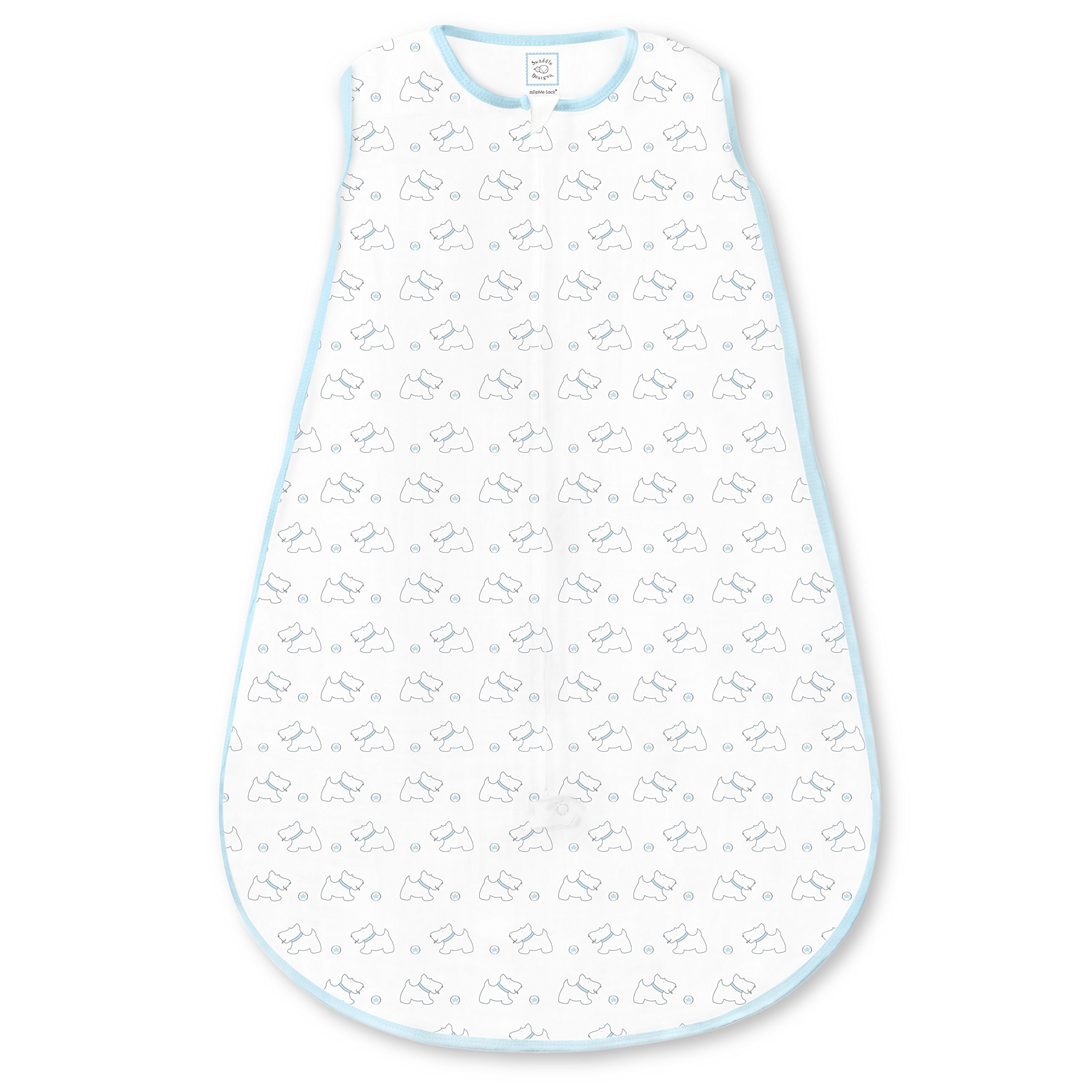 SwaddleDesigns Cotton Sleeping Sack, Pastel Blue Tiny Doggie, Large 1218 Months, Wearable