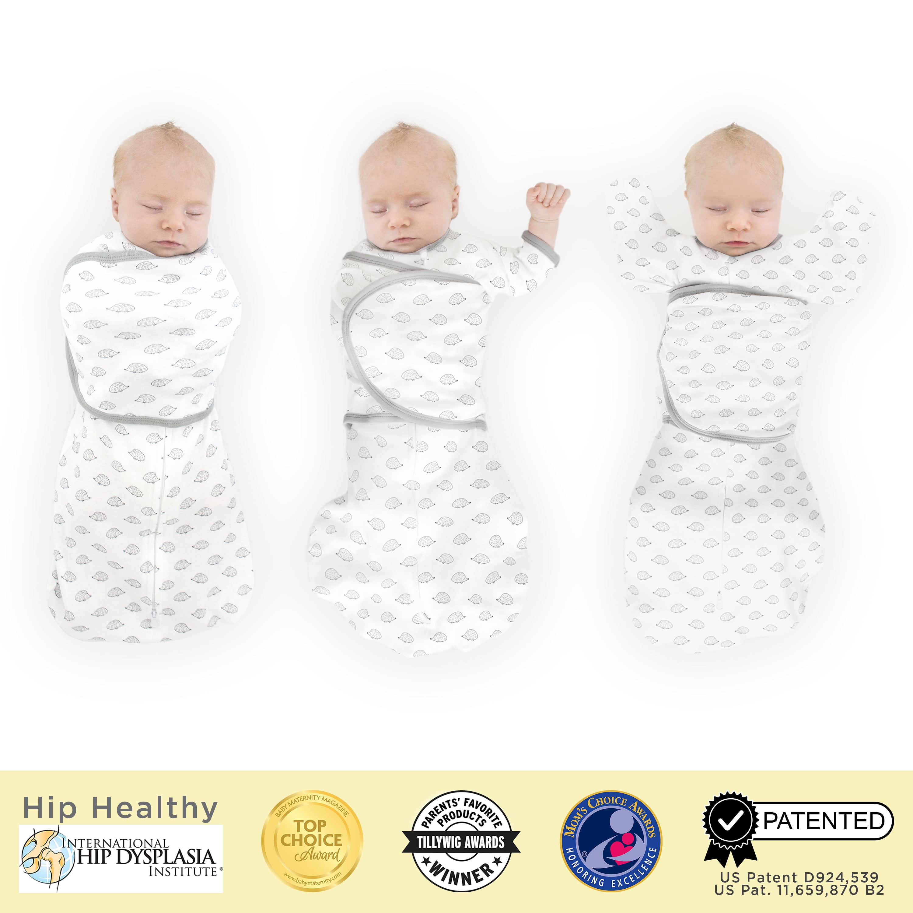 SwaddleDesigns Omni Swaddle Sack with Wrap for Newborn Arms Up Sleeves and Mitten Cuffs Tiny Hedgehog Soft Black Walmart