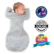 SwaddleDesigns Transitional Swaddle Sack with Arms Up Half-Length Sleeves and Mitten Cuffs, Better Sleep for Baby Boy & Baby Girl, Heathered Gray, Small, 0-3 Mo