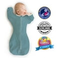 thumbnail image 1 of SwaddleDesigns Transitional Swaddle Sack, Arms Up Swaddle with Half-Length Sleeves & Mitten Cuffs, Easy Transition Swaddle Sleep Sack, Large, 6-9 Months, 21-24 lb, Heathered Teal, 1 of 9
