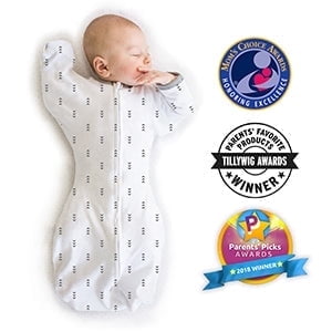 SwaddleDesigns Transitional Swaddle Sack, Arms Up Swaddle with Half-Length Sleeves & Mitten Cuffs, Easy Transition Swaddle Sleep Sack, Large, 6-9 Months, 21-24 lb, Tiny Arrows
