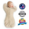 thumbnail image 1 of SwaddleDesigns Transitional Swaddle Sack, Arms Up Swaddle with Half-Length Sleeves & Mitten Cuffs, Easy Transition Swaddle Sleep Sack, Medium, 3-6 Months, 14-21 lb, Heathered Oatmeal, 1 of 9