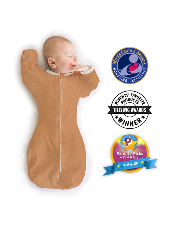 Transitional Swaddle Sack, Arms Up Swaddle with Half-Length Sleeves & Mitten Cuffs, Easy Transition Swaddle Sleep Sack, Medium, 3-6 Months, 14-21 lb, Heathered Butterum