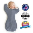 thumbnail image 1 of SwaddleDesigns Transitional Swaddle Sack, Arms Up Swaddle with Half-Length Sleeves & Mitten Cuffs, Easy Transition Swaddle Sleep Sack, Small, 0-3 Months, 6-14 lb, Heathered Denim, 1 of 9