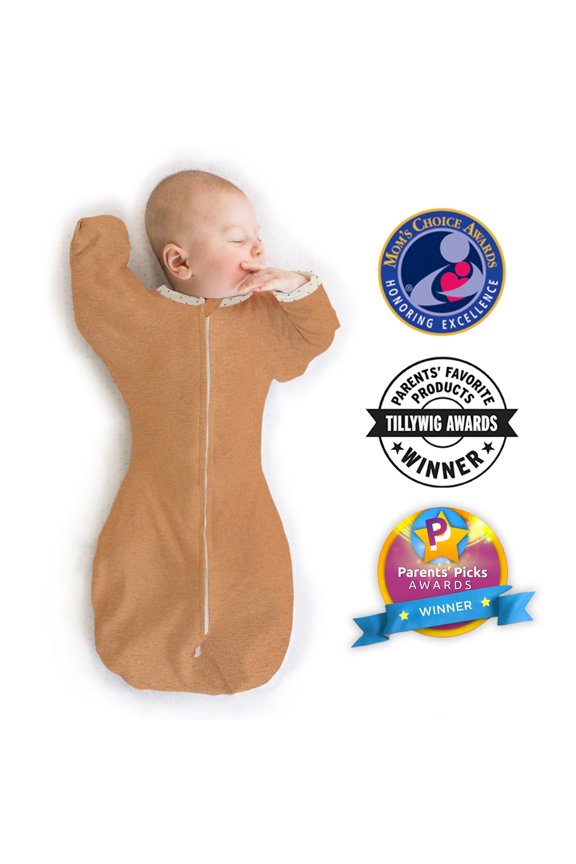 Transitional Swaddle Sack, Arms Up Swaddle with Half-Length Sleeves & Mitten Cuffs, Easy Transition Swaddle Sleep Sack, Small, 0-3 Months, 6-14 lb, Heathered Butterum