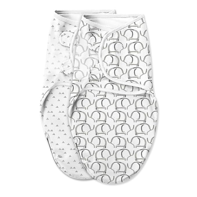 SwaddleMe Luxe Easy Change Swaddle, Ellie Elephant/Triangle Grey, Small