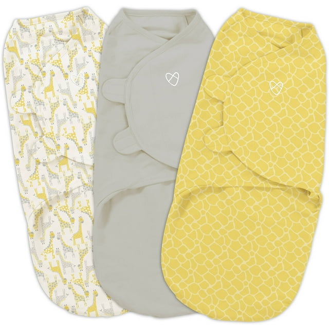 SwaddleMe Original Swaddle, 3Pack, Grey Yellow Safari, Small