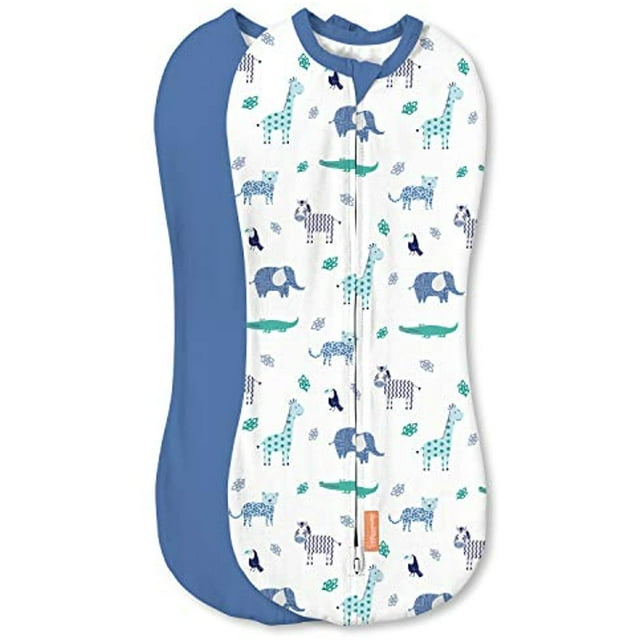 SwaddleMe Pod ZipUp Compression Swaddle Newborn Safari Dreams 2pk