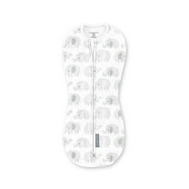 SwaddleMe by Ingenuity Compression Baby Swaddle Pod, Two-Way Zipper for Easy Diaper Changes, 0-2 Months, 1.0 TOG, 1-Pack - Scribble Elephant