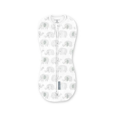 SwaddleMe by Ingenuity Compression Baby Swaddle Pod, Two-Way Zipper for Easy Diaper Changes, 0-2 Months, 1.0 TOG, 1-Pack - Scribble Elephant