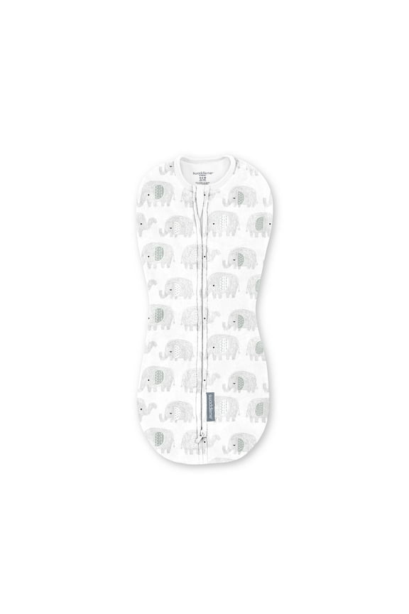 SwaddleMe by Ingenuity Compression Baby Swaddle Pod, Two-Way Zipper for Easy Diaper Changes, 0-2 Months, 1.0 TOG, 1-Pack - Scribble Elephant