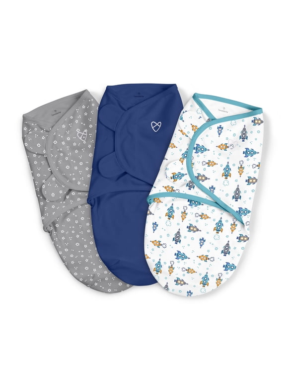 SwaddleMe by Ingenuity Original Swaddle for Baby, 100% Cotton, 3-6 Months, 1.0 TOG, 3-Pack - Superstar