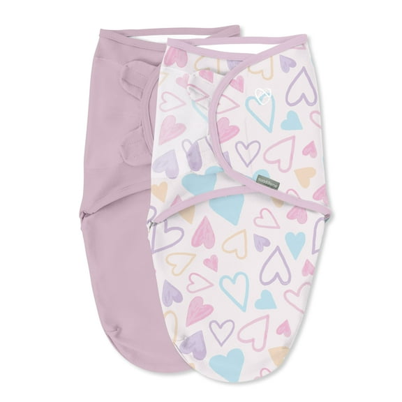 SwaddleMe by Ingenuity Original Swaddle for Baby, 100% Cotton, Improves Sleep & Calms Startle Reflex, 0-3 Months, 1.0 TOG, 2-Pack - I Heart You