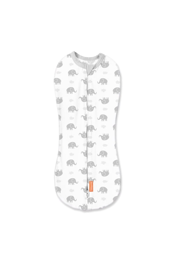 SwaddleMe by Ingenuity Pod, Size Newborn, 0-2 Months, 1-Pack - Gray Elephants