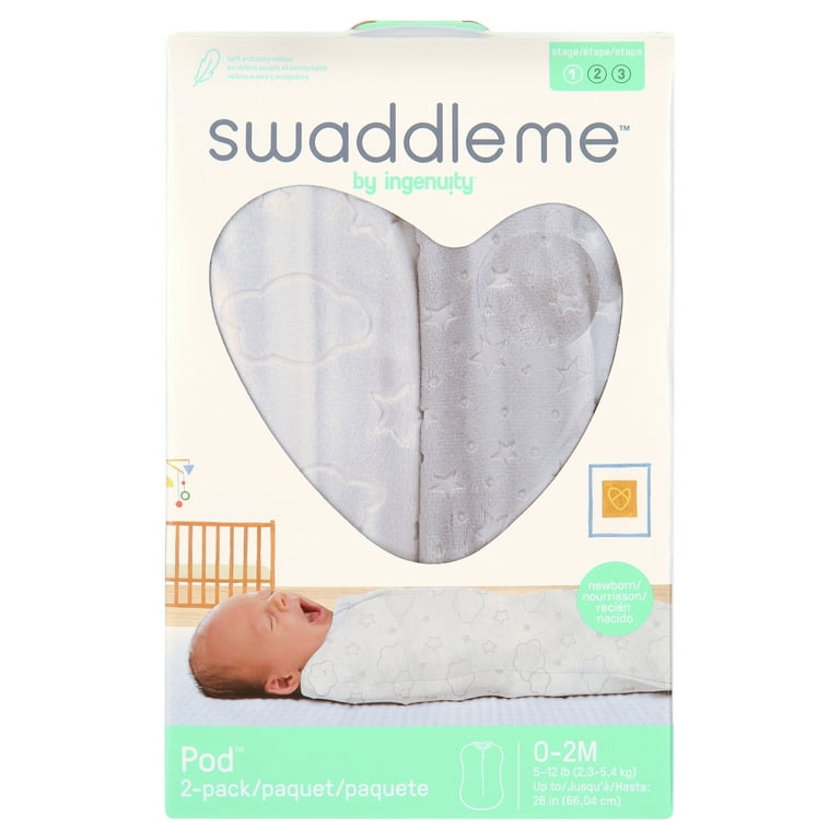 SwaddleMe by Ingenuity Velboa Pod Newborn, 0-2 Months, Clouds