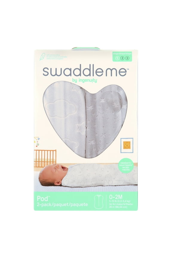 by Ingenuity Velboa Pod - Newborn, 0-2 Months, Clouds & Stars, 2-Pack