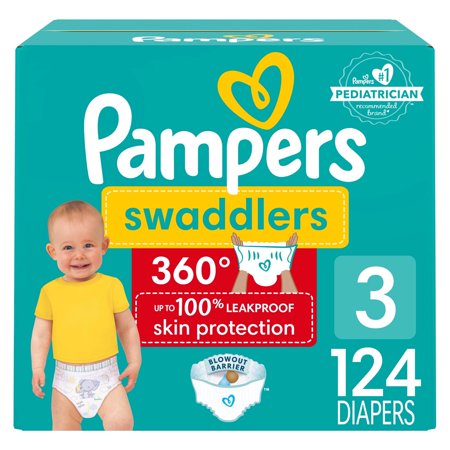 Swaddler 360 Enormous Disposable Baby Diapers - Size 3 - 124ct