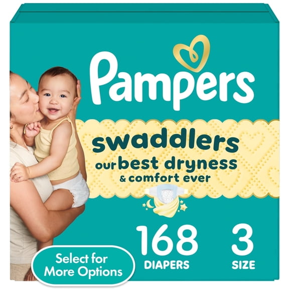 Swaddlers Baby Diapers Size 3, 168 Count (Select for More Options)