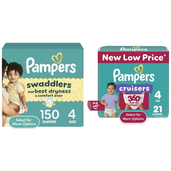 Pampers Swaddlers Diapers Size 6, 108 Count and Pampers Cruisers 360 Diapers Size 6, 17 Count