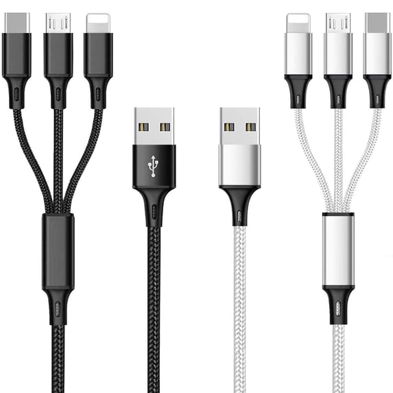 Swades Multi Charging Cable (2 Pack, 10FT), 3-in-1 USB Charger Cord ...