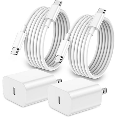 SwadesGoods Fast Charger for iPhone 17/16/15 – 20W USB-C PD Wall Adapter with 2× 6FT Cables