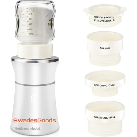 Swadeshgoods Portable Bottle Warmer, Fast Baby Bottle Warmer with 4 Adapters, Rechargeable On-The-Go Warmer with Precise Temperature Control for Breastmilk & Formula