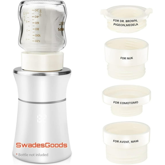 Swadeshgoods Portable Bottle Warmer, Fast Baby Bottle Warmer with 4 Adapters, Rechargeable On-The-Go Warmer with Precise Temperature Control for Breastmilk & Formula