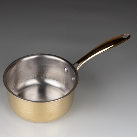 Swadeshi Blessings Exclusive Range Brass Sauce Pan for Cooking with Lid/ Teflon-Free/ Naturally Non-Stick Brass Utensils with Tin Coating (1 Liters)