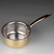 Swadeshi Blessings Exclusive Range Brass Sauce Pan for Cooking with Lid/ Teflon-Free/ Naturally Non-Stick Brass Utensils with Tin Coating 1 Liters