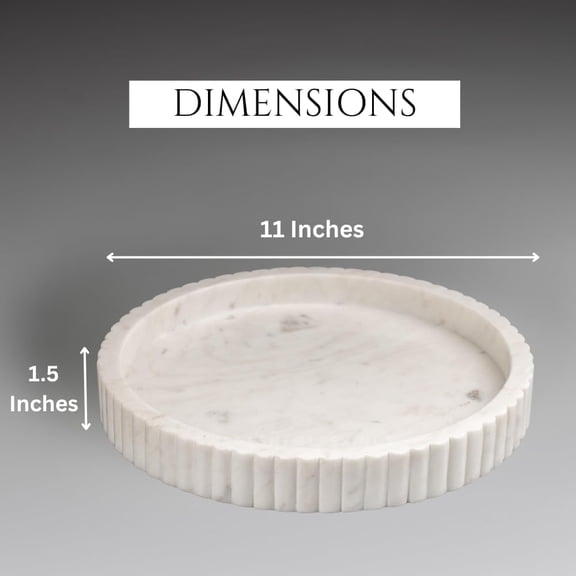 Swadeshi Blessings Handcrafted Marble Decorative Tray for Coffee Table Decor, Round Trays Home Decor