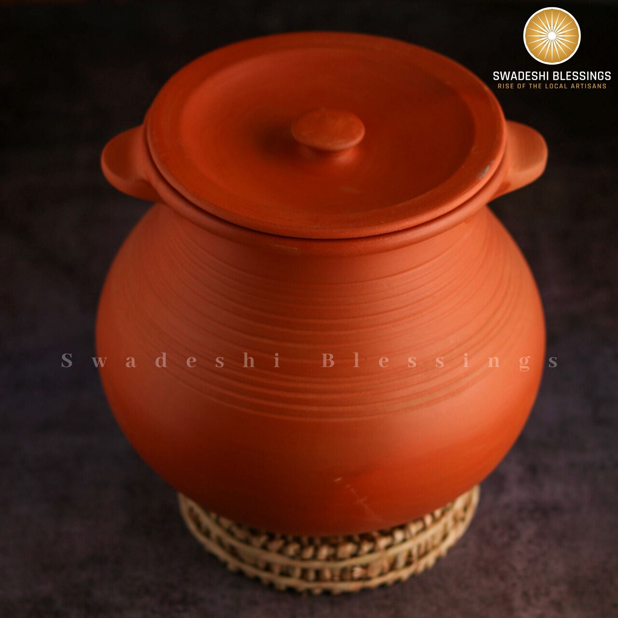 Swadeshi Blessings Unglazed Clay Pot for Cooking, 3.5L/ Unglazed Indian