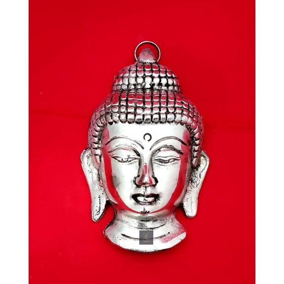 Swadeshi Desire Buddha Head Meditating Wall Hanging Mask, Vintage Buddhism Buddha Face Wall Sculpture