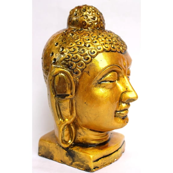 Swadeshi Desire Buddha Head Terracotta Statue Golden 21 CM