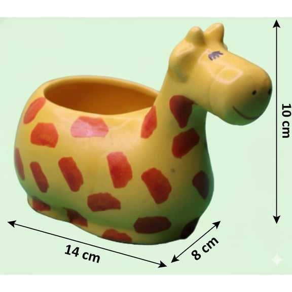 Swadeshi Desire Ceramics Small Planter Yellow Giraffe