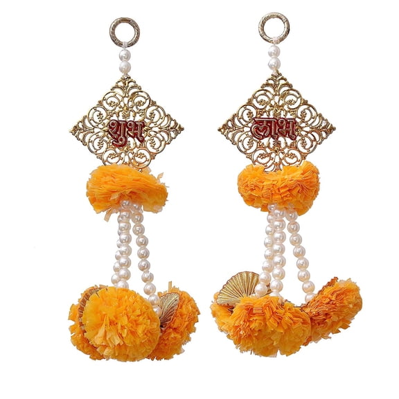 Swadeshi DesireDecorative Shubh Labh Door Side Hangings for Home Decoration (10 Inch, Colour: Yellow)