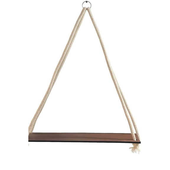 Swadeshi DesireDecorative Triangle Floating Shelf for Bedroom, Living Room Plants, Indoor Wall Hanging ,MDF Board with Rope (1pc 14x5)