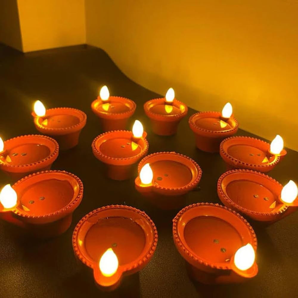 Swadeshi Desire Diyas/Deepak Decoration diyas for Diwali,Home ,Office,Temple/ Water Sensor Led Light/Pack of 6/Brown Colour
